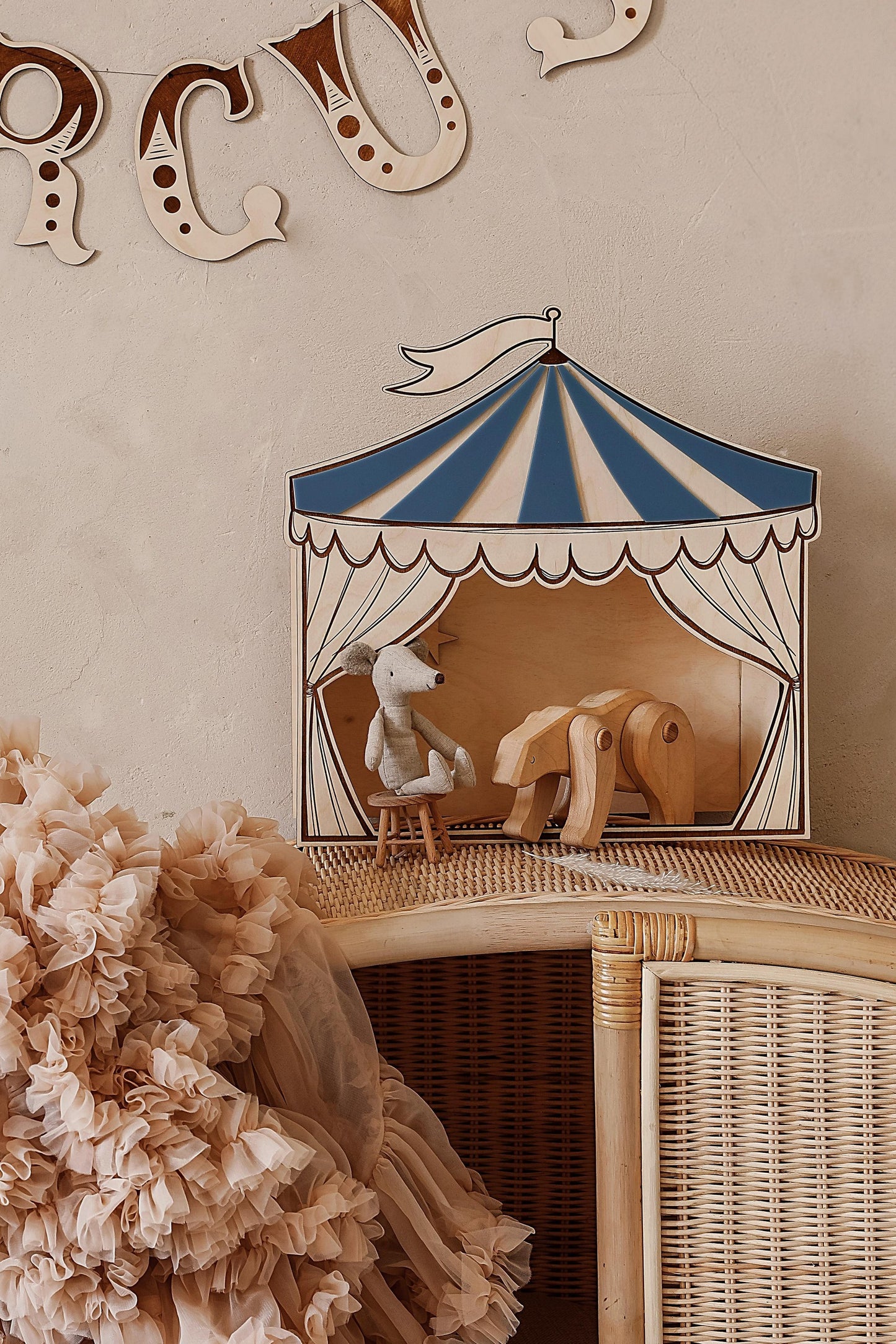 Mr. Bear and his Circus Bike – Wooden Wall Decoration