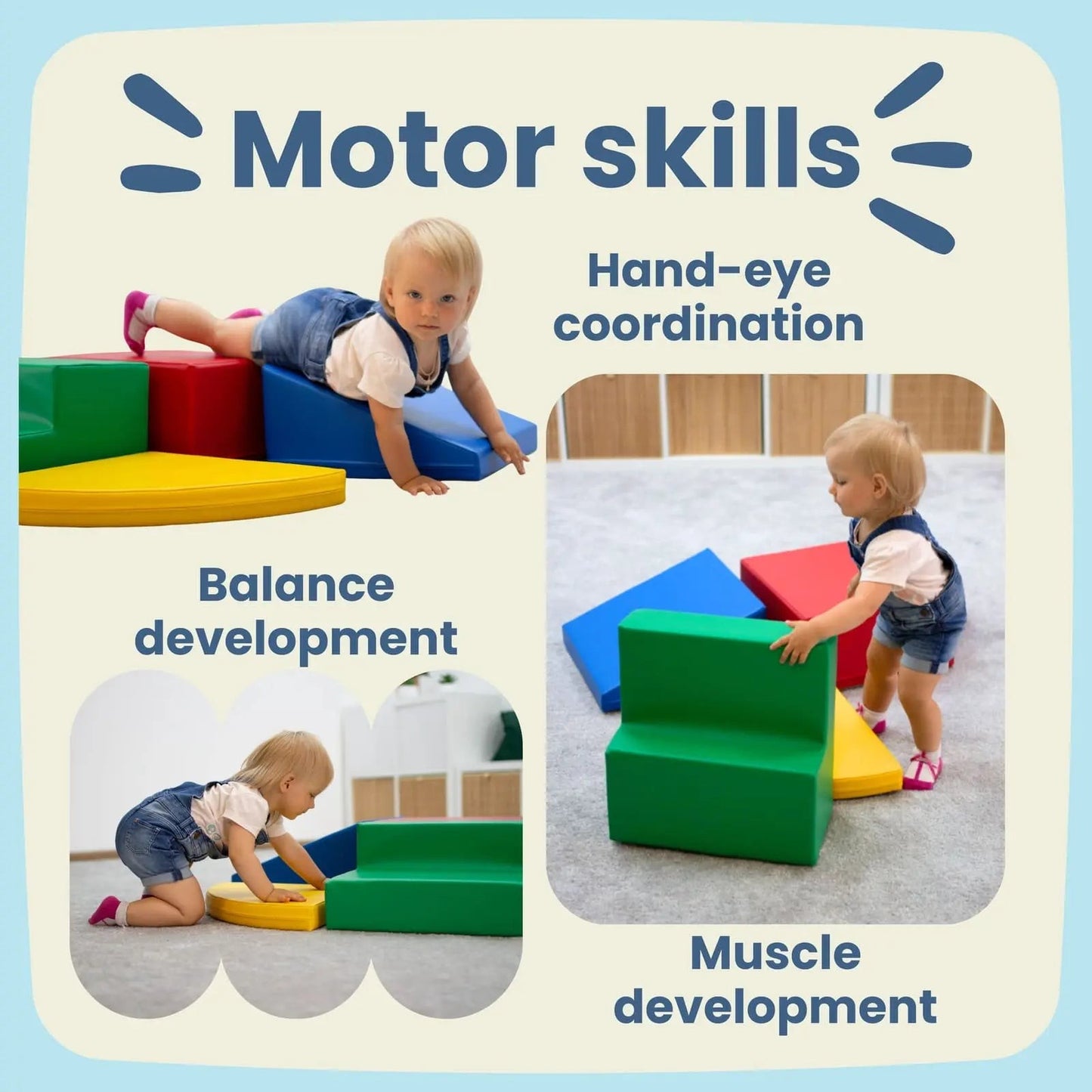 Soft Play 6 Foam Block Set - Pastel Turquoise Explorer