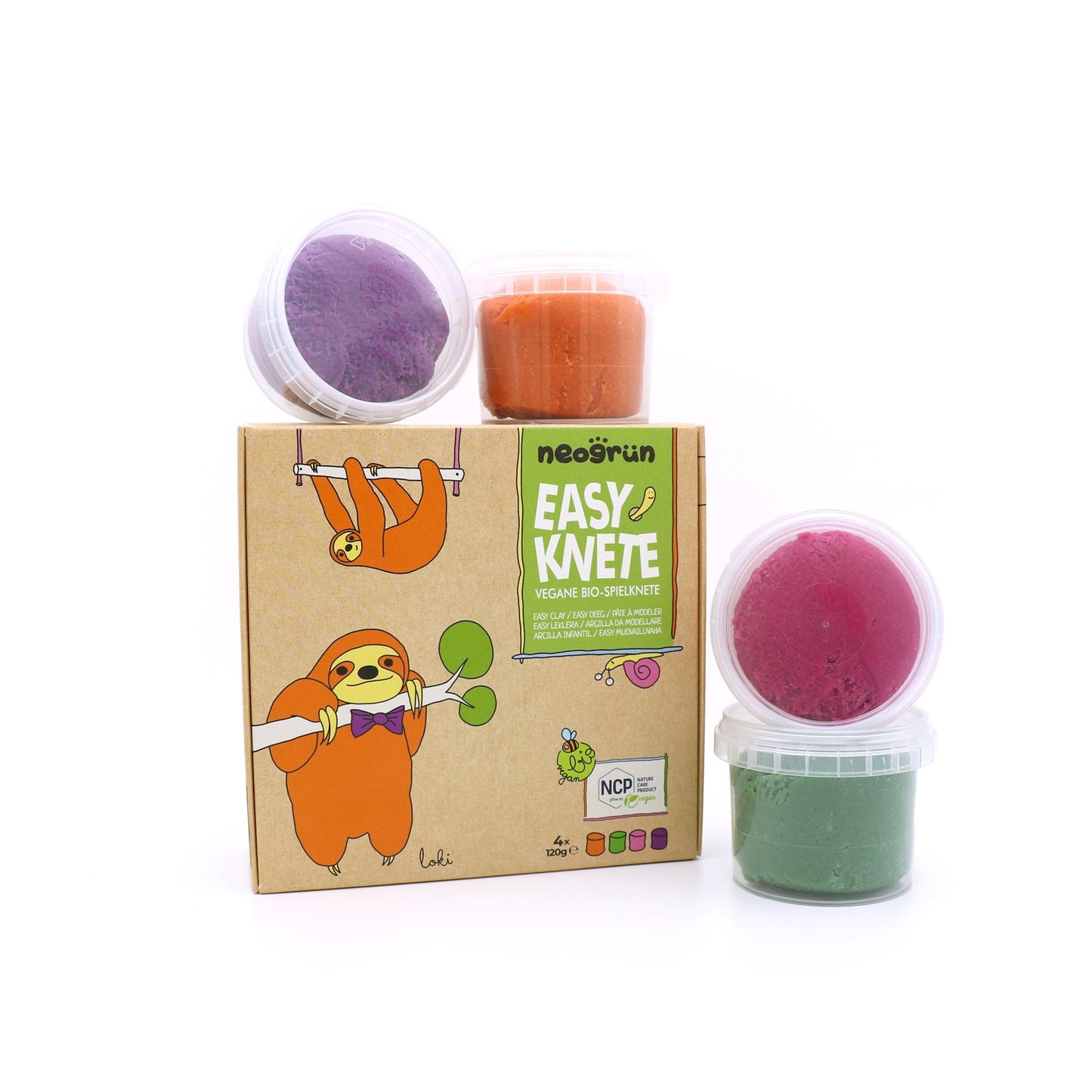 Neogrün Organic Easy Clay Set 4x120g – Orange, Green, Pink, Violet