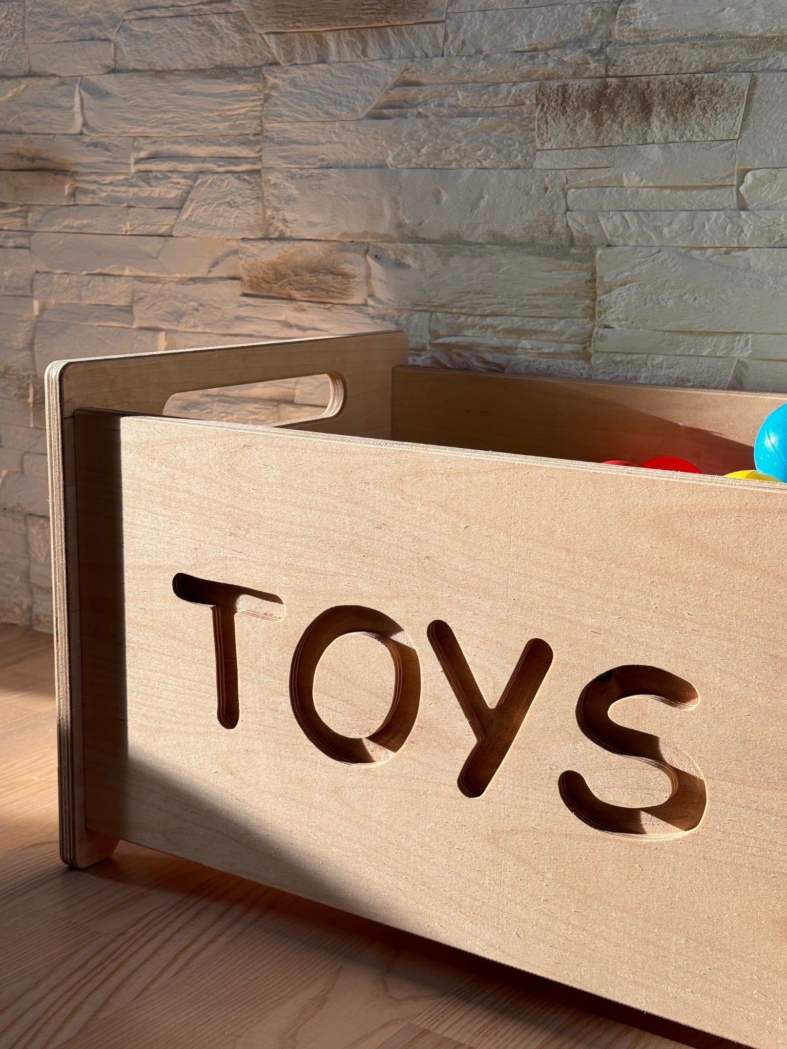 Wooden Toy Box - Montessori Nursery Storage